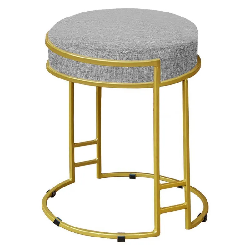 Puff Dara Linho Base Industrial Dourado Cinza