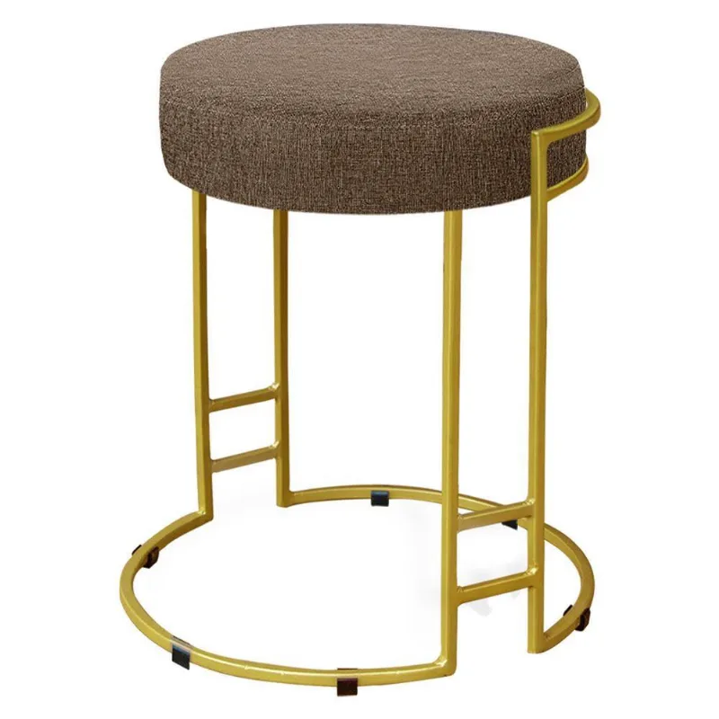Puff Dara Linho Base Industrial Dourado Marrom
