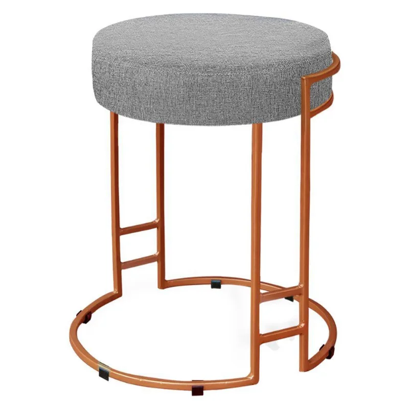 Puff Dara Linho Cinza Base Industrial Cobre-