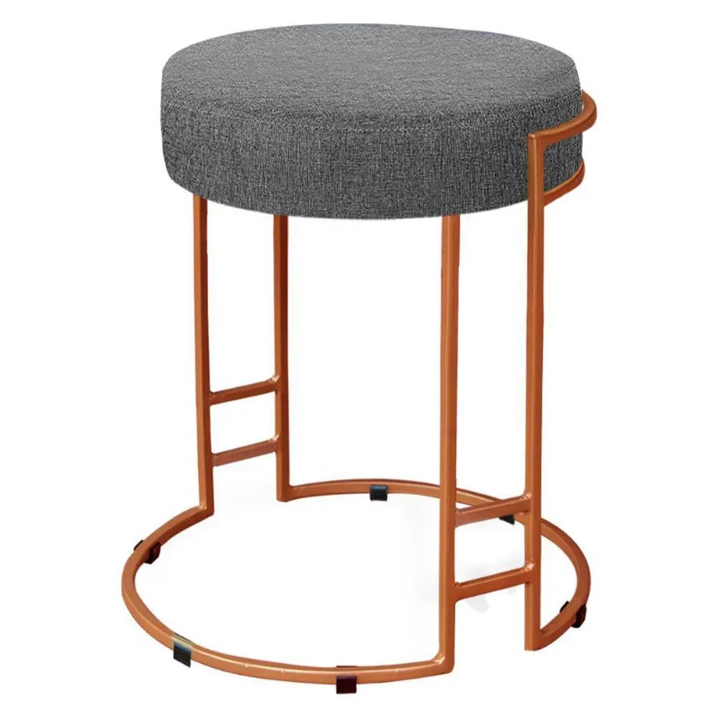 Puff Dara Linho Grafite Base Industrial Cobre