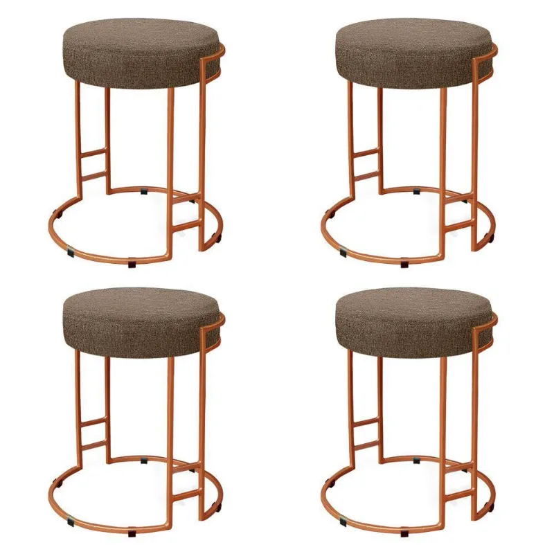 Kit 04 Puffs Dara Linho Marrom Base Industrial Cobre