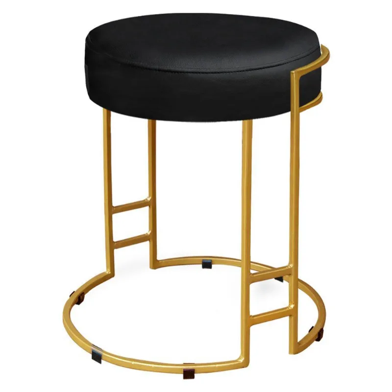 Puff Dara Corino Preto Base Industrial Dourado