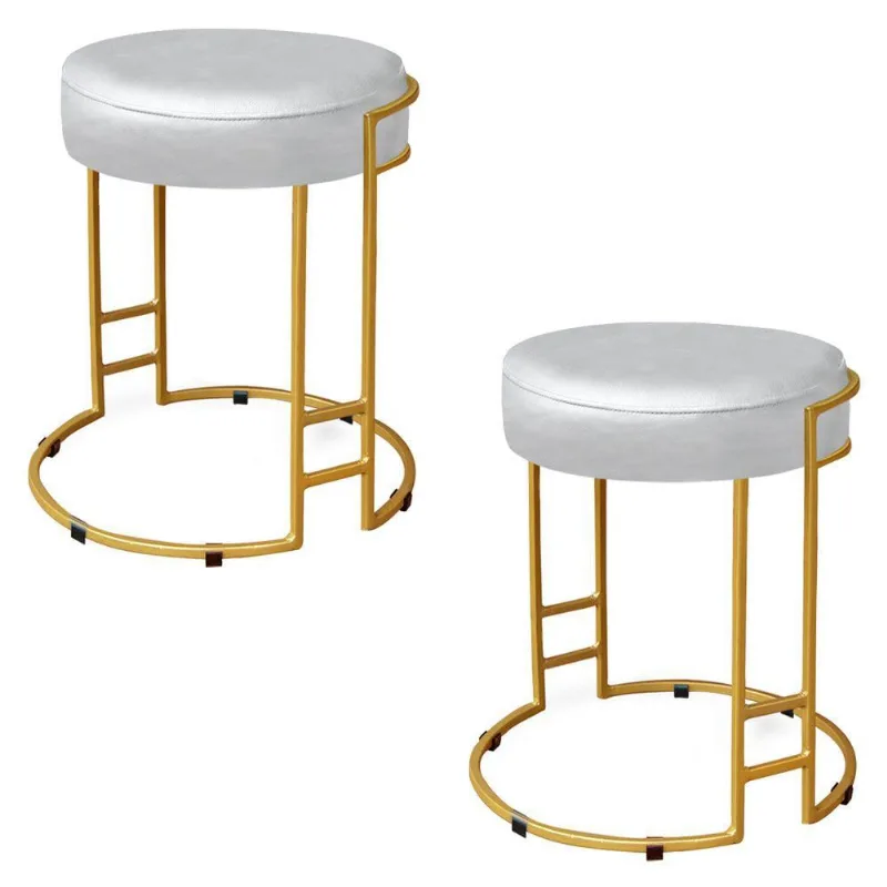 Kit 02 Puffs Dara Corino Branco Base Industrial Dourado