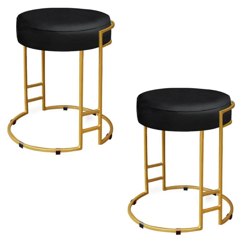 Kit 02 Puffs Dara Corino Base Industrial Dourado Preto