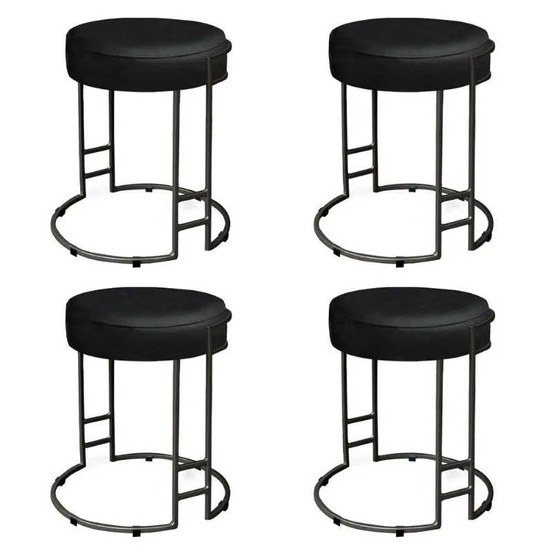 Kit 04 Puffs Dara Corino Preto Base Industrial Preto