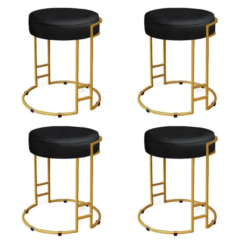 Kit 04 Puffs Dara Corino Preto Base Industrial Dourado