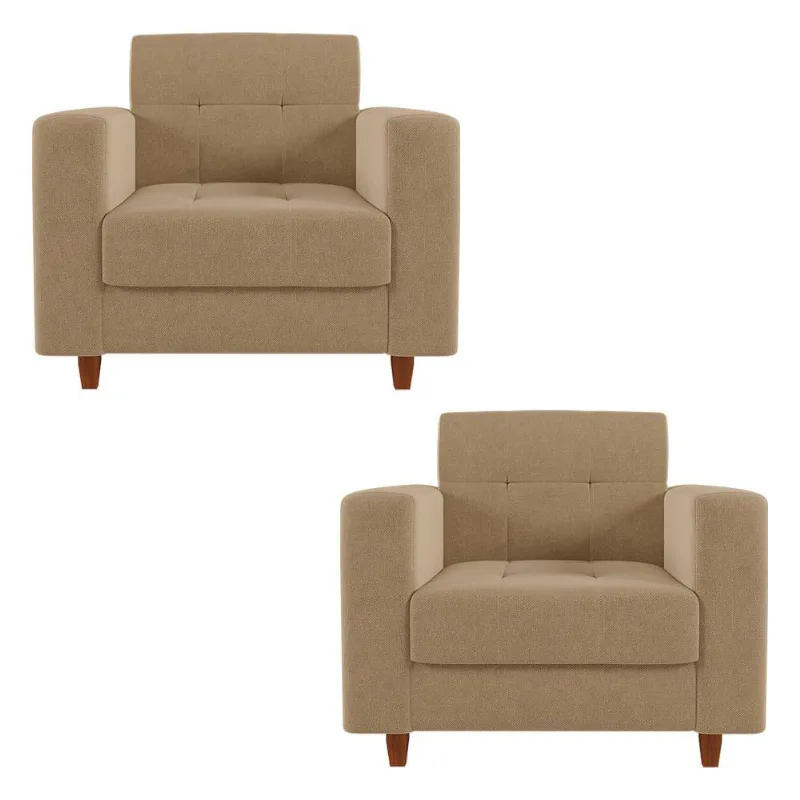 Kit 02 Poltronas Arezzo Linho Bege A32 Castanho