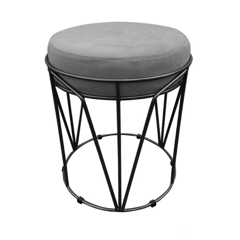 Puff Multiuso Com Mesa 2 Em 1 Suede Grafite Base Preto