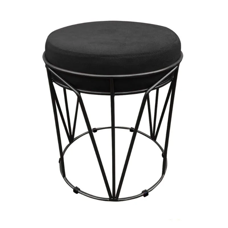 Puff Multiuso Com Mesa 2 Em 1 Suede Preto Base Preto