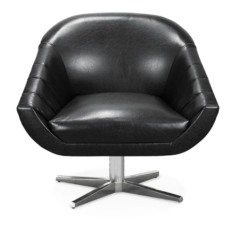 Kit 02 Poltronas Giratória Giovana Corano Preto Base Cromada