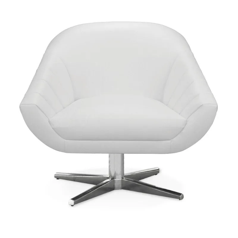 Kit 2 Poltronas Giratória Giovana Corino Branco Base Cromada