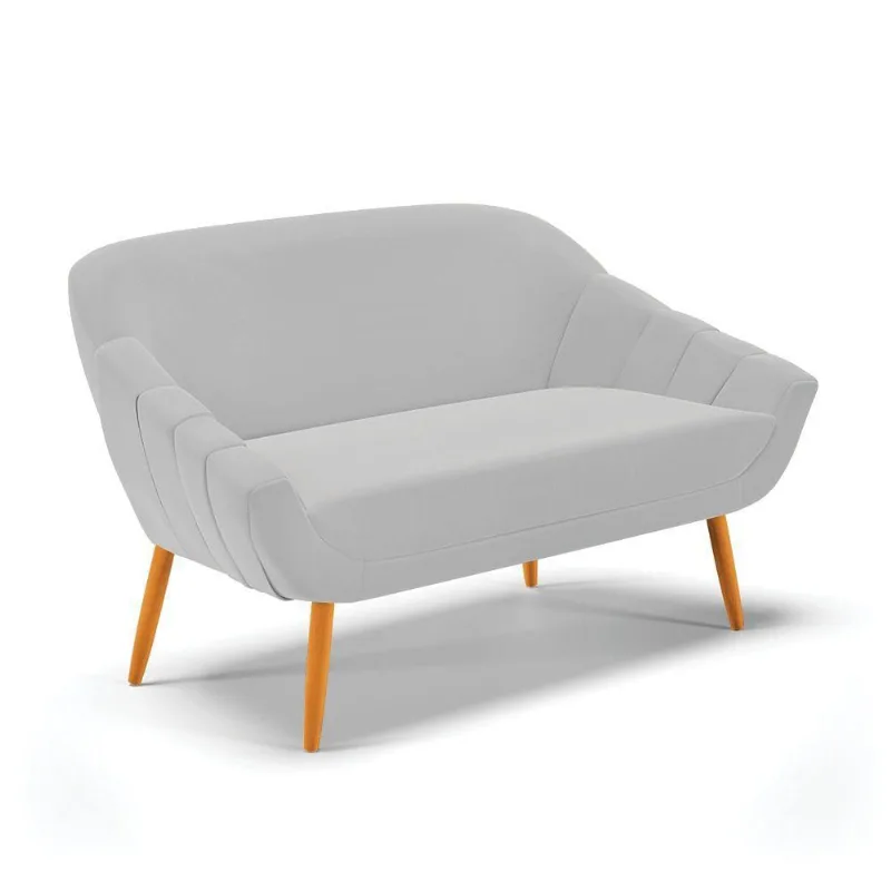 Namoradeira 02 Lugares Giovana Suede Pés Palito Castanho - D'rossi Cinza