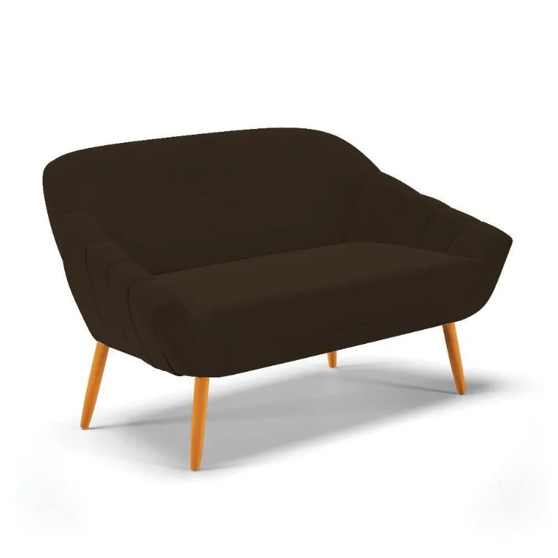 Namoradeira 02 Lugares Giovana Suede Pés Palito Castanho - D'rossi Marrom