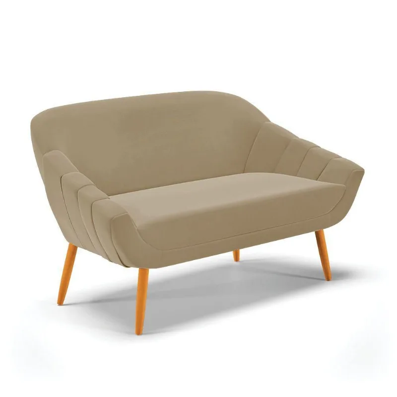 Namoradeira 02 Lugares Giovana Suede Pés Palito Castanho - D'rossi Marrom Rato
