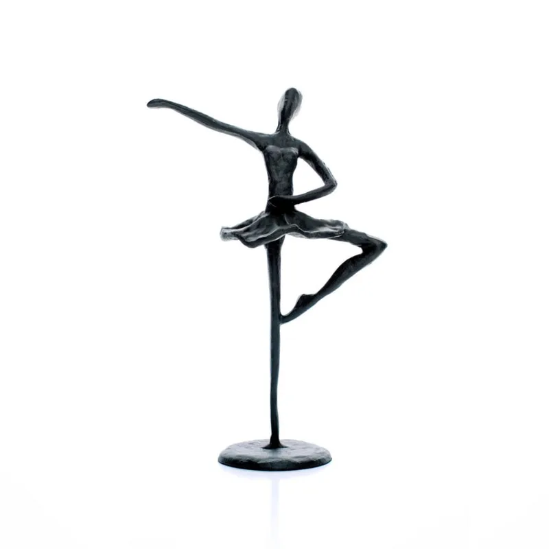 Escultura Decorativa em Metal Preto Bailarina 20x14 cm - D'Rossi