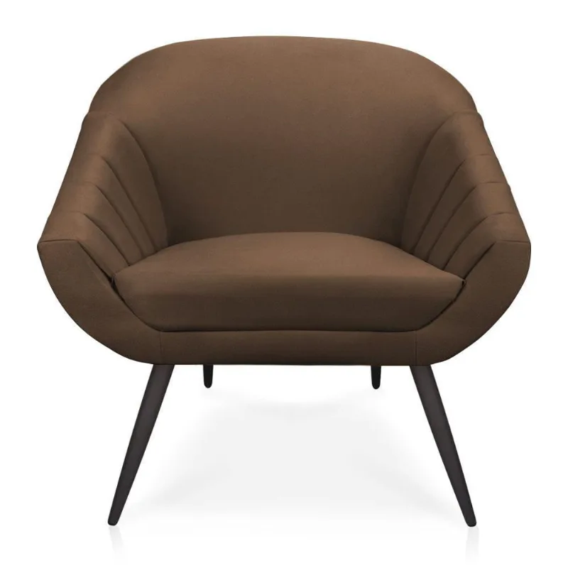 Poltrona Giovana Suede Marrom de Ferro