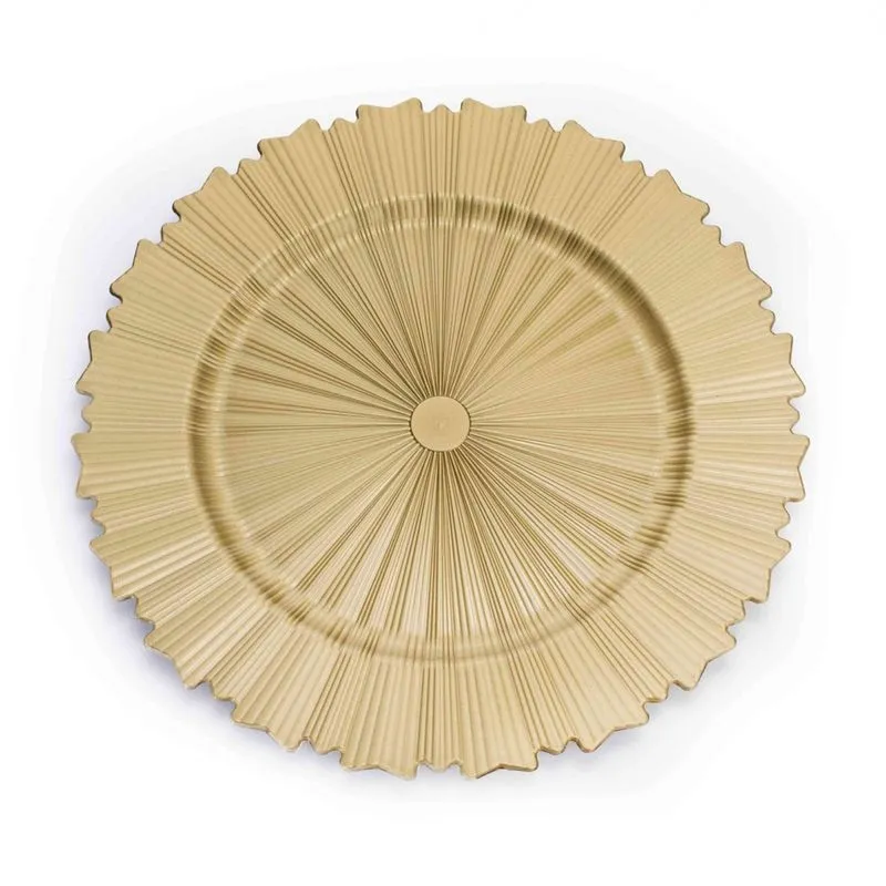 Sousplat de Plástico Dourado com Relevo e Recortes Lateral 33 cm - D'Rossi