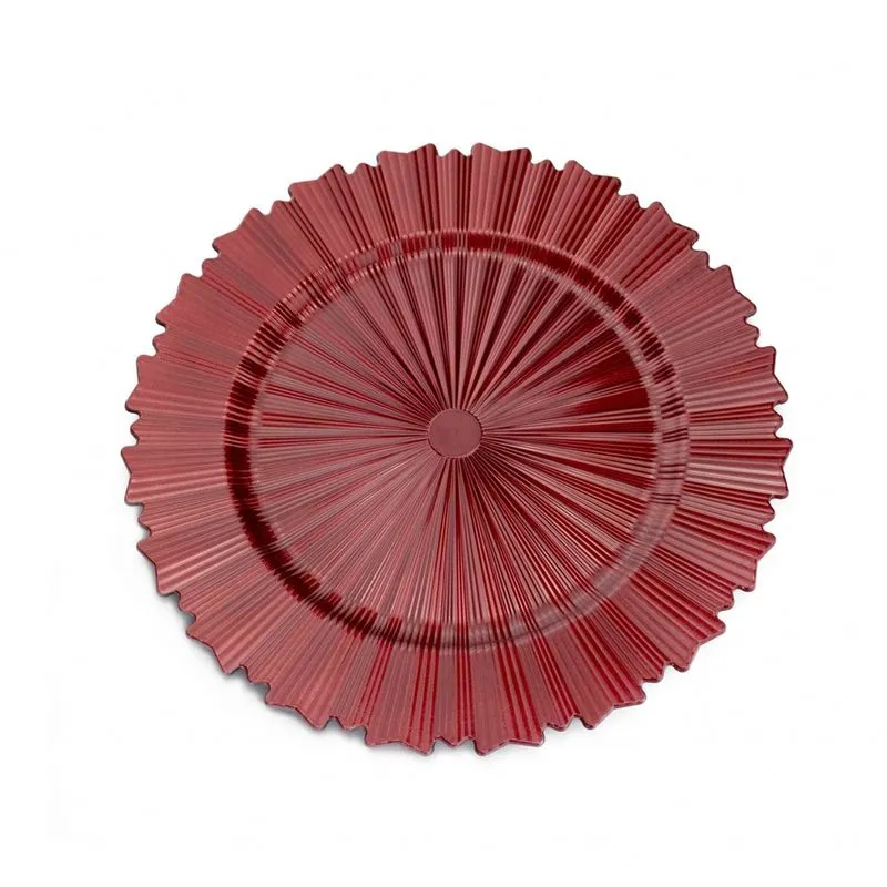 Sousplat de Plástico Vermelho com Relevo e Lateral em Recortes 33cm - D'Rossi
