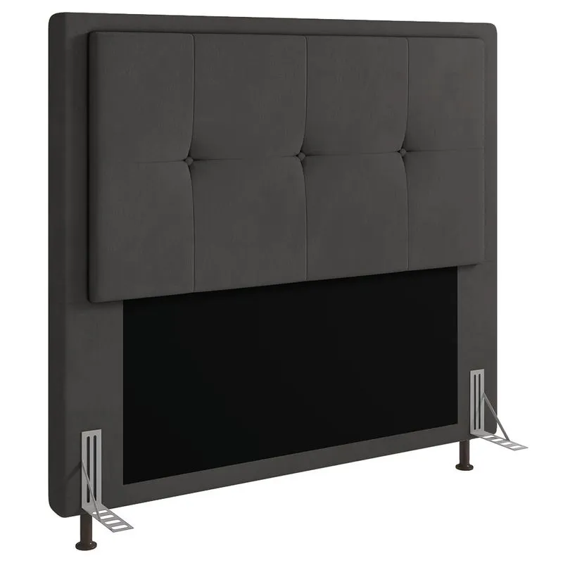 Cabeceira Ametista Para Cama Box King 195 cm Suede - D'Rossi Grafite