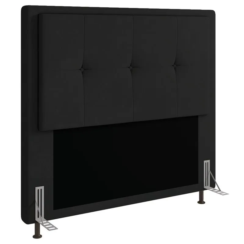 Cabeceira Ametista Para Cama Box King 195 cm Suede - D'Rossi Preto