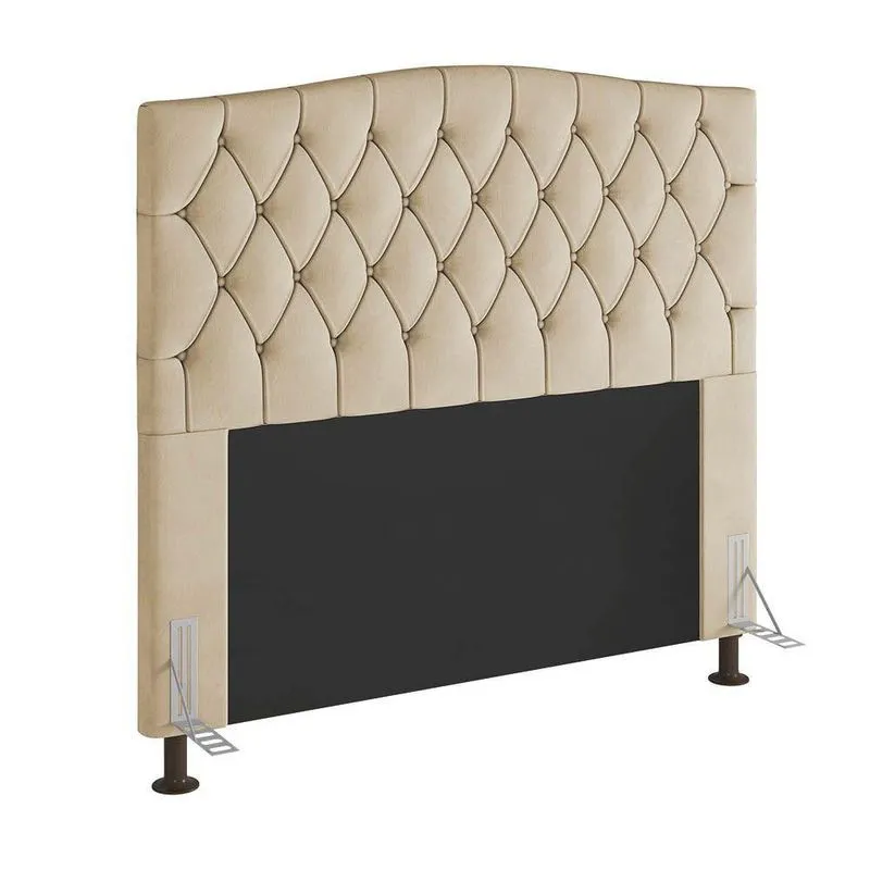 Cabeceira Greta Para Cama Box King 195 Cm Suede Bege - D'rossi