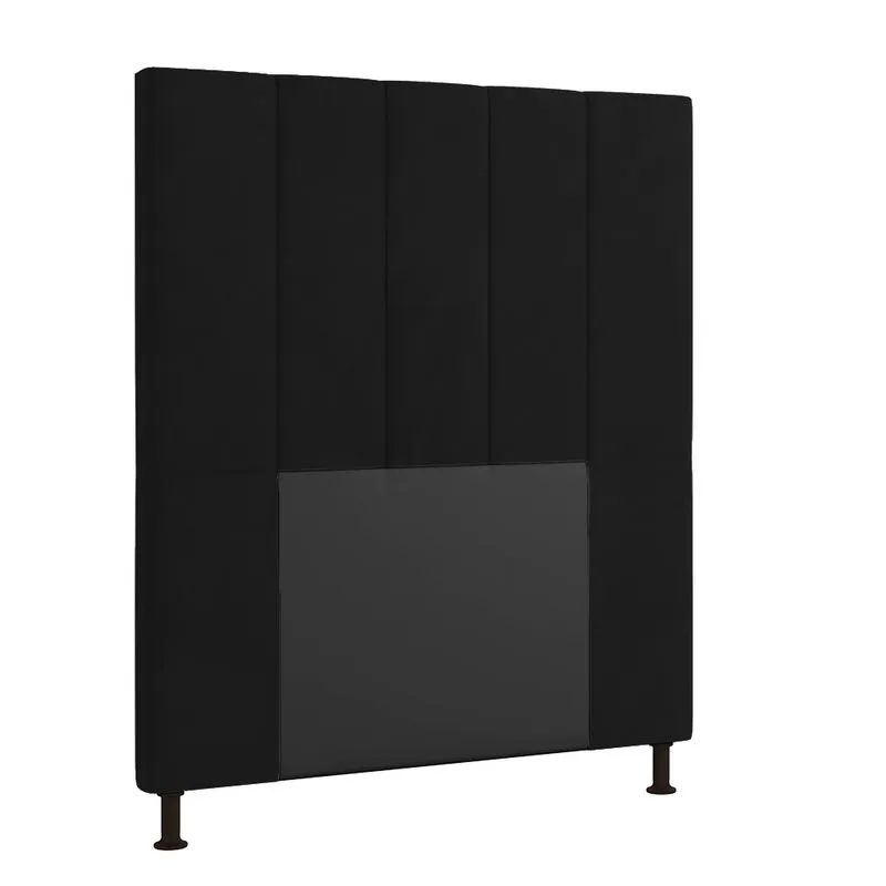 Cabeceira Solteiro Cama Box 90cm para Quarto Malibu Suede Preto M11 - D'Rossi