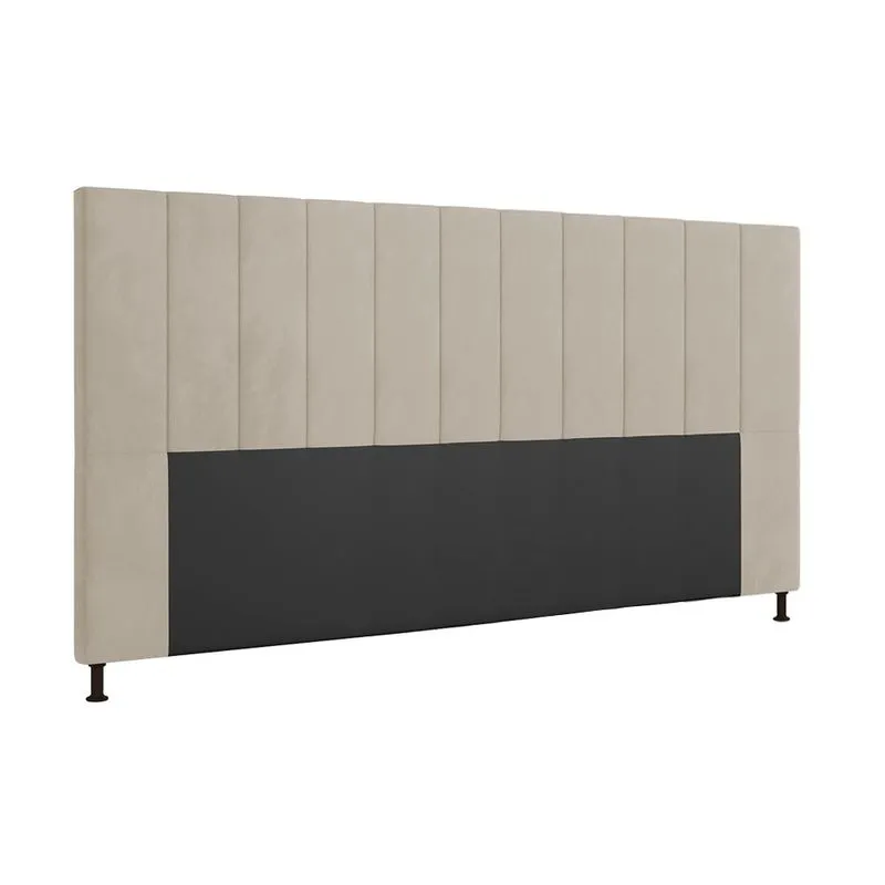 Cabeceira Malibu Para Cama Box King 195 cm Suede Bege - D'Rossi
