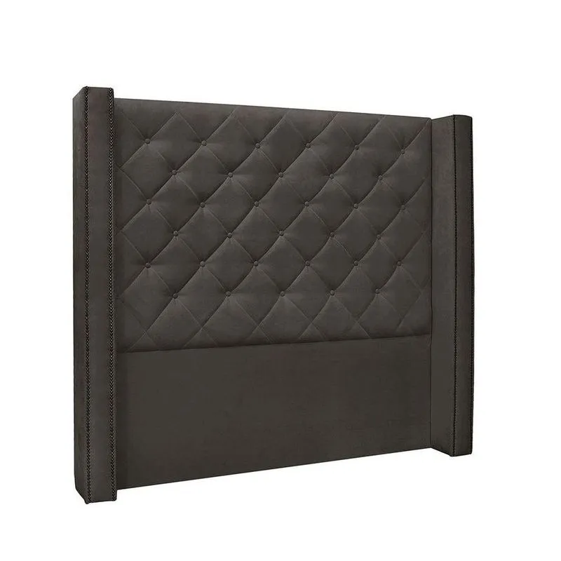 Cabeceira Vicenza Cama Box Solteiro 90Cm Suede Cinza