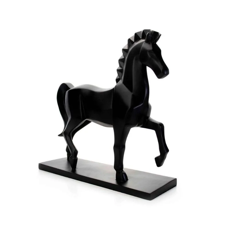 Escultura Decorativa Cavalo Pieta Em Cerâmica 35x35 Preto Fosco - D'rossi