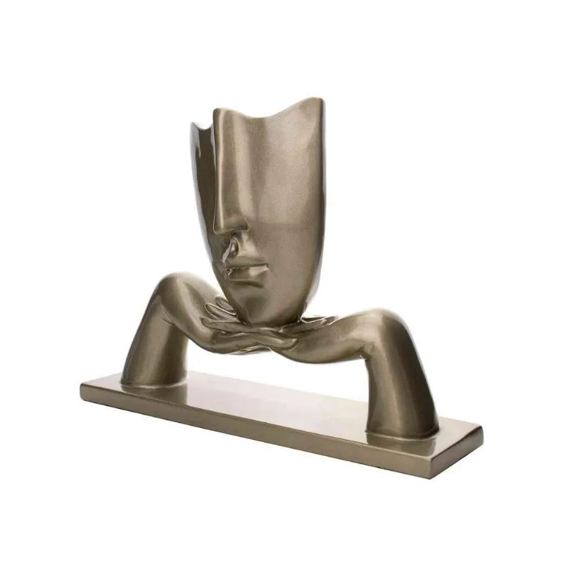 Escultura Decorativa Com Base Descanso Ouro Velho Fosco 23x30 Cm - D'rossi