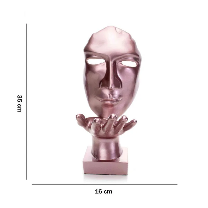 Máscara Sopro Decorativa Rosa Fosco Em Cerâmica 35x16x20 Cm - D'rossi