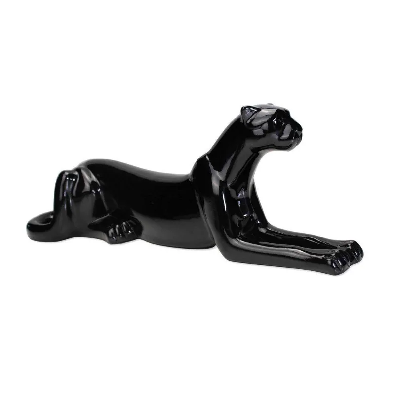 Escultura Decorativa Onça Deitada Preta 17,5x51x13 Cm - D'rossi