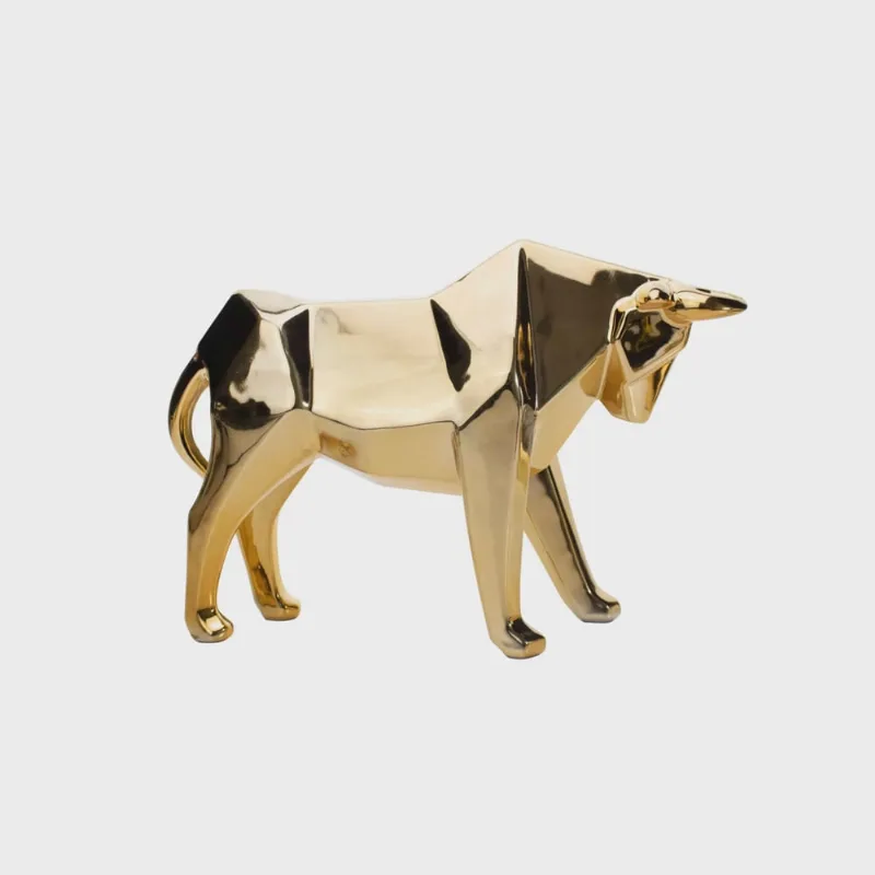 Escultura Decorativa Touro Dourado em Cerâmica 20x30x9 cm - D'Rossi