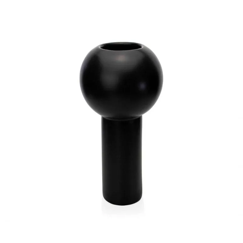 Vaso Cilíndrico Em Cerâmica Preto 32,5x16x16cm - DRossi