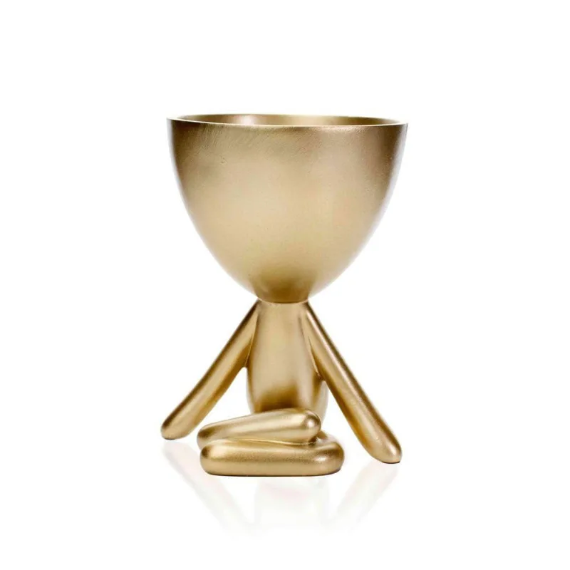 Vaso Bob Robert Planta Em Poliresina Dourado 14,5x11x10cm