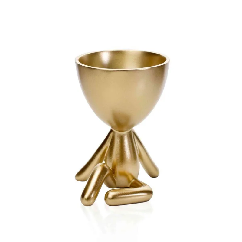 Vaso Bob Robert Planta Em Poliresina Dourado 14,5x11x12cm - DRossi