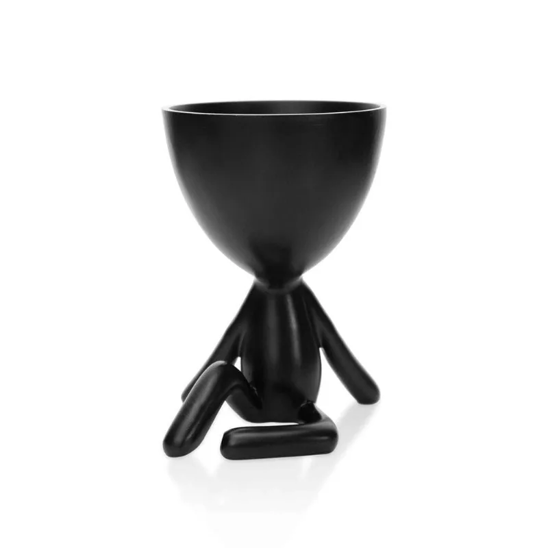 Vaso Bob Robert Plant Em Poliresina Preto 14,5x11x12cm