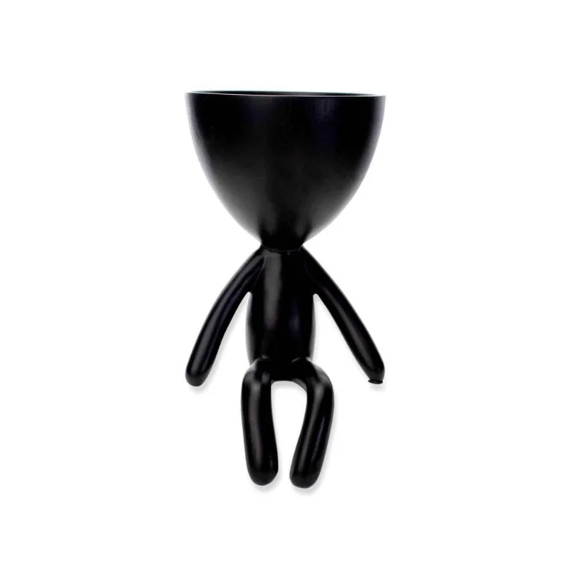 Vaso Bob Robert Plant Sentando Em Poliresina Preto 18x10x10cm - DRossi