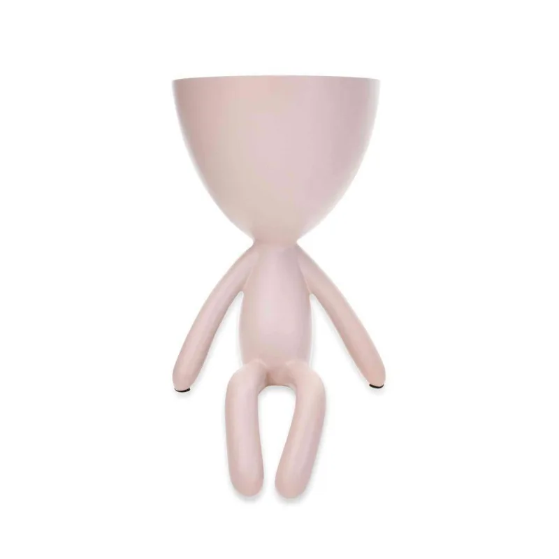 Vaso Bob Robert Plant Sentando Em Poliresina Rosa 18x10x10cm - DRossi
