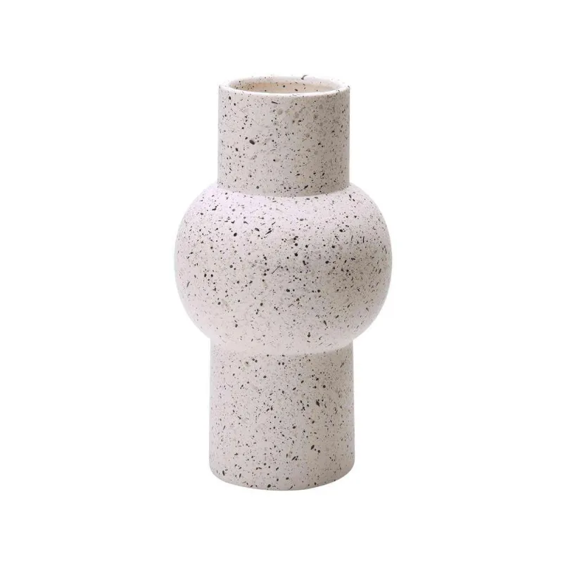Vaso Cilíndrico Em Cerâmica Branco 24x11cm - DRossi