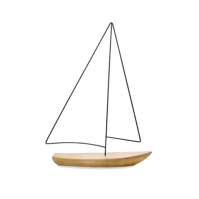 Escultura Barco Em Poliresina Madeira 40x30x7