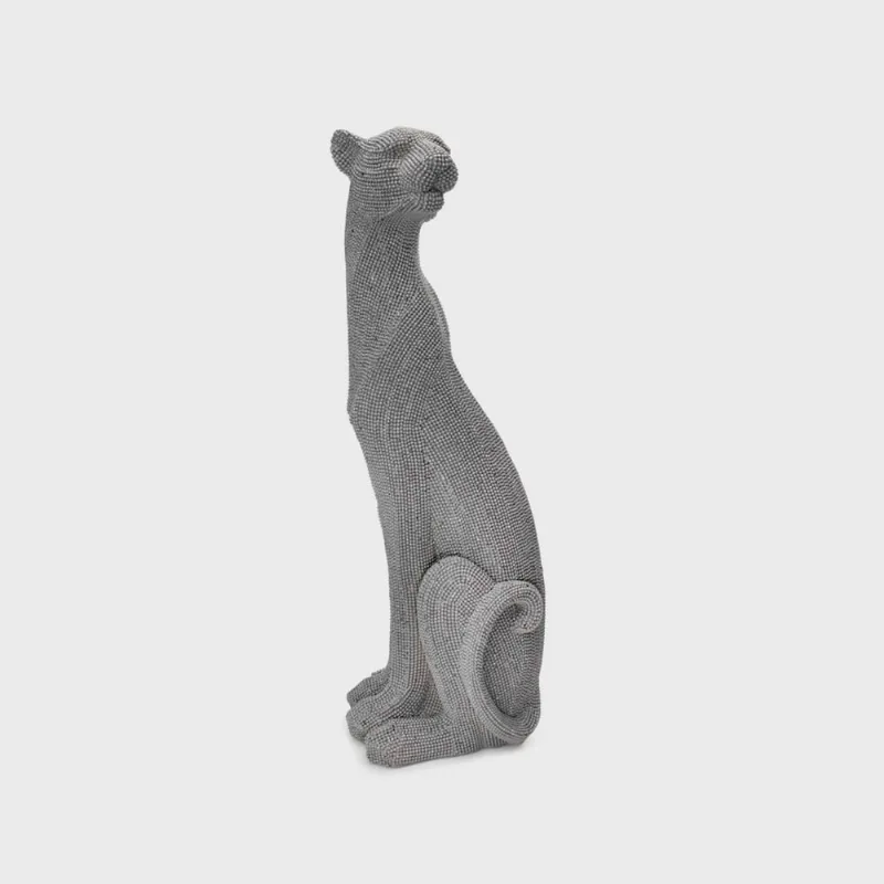 Escultura Decorativo Pantera em Poliresina Cinza 52x19x17 cm - D'Rossi