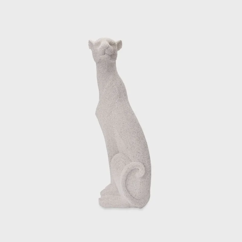 Escultura Decorativo Pantera em Poliresina Branco 52x19x17 cm - D'Rossi