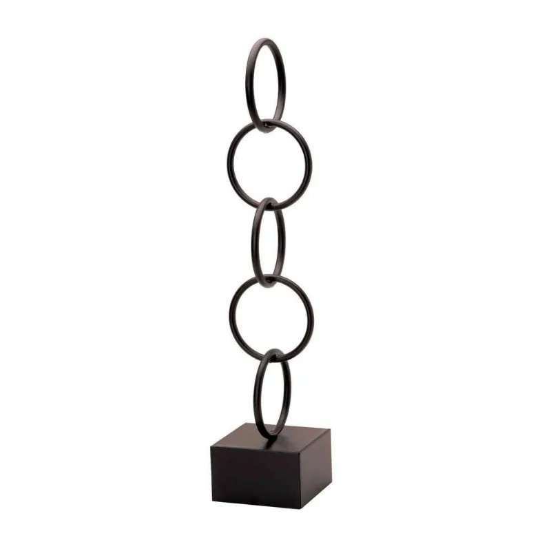 Escultura Em Metal Círculos Preto 61x13cm