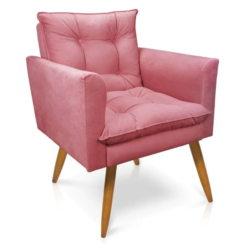 Poltrona Tais Suede Pés Palito Castanho - D'Rossi Rose