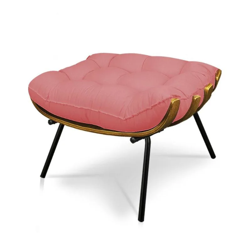 Puff Costela Linho Whiski Rose A106 Base De Metal - D'Rossi