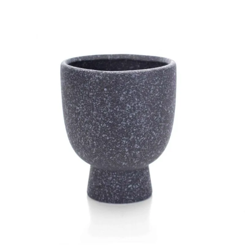Cachepot Decorativo Em Cerâmica Flocos Preto 14x11 Cm - D'rossi