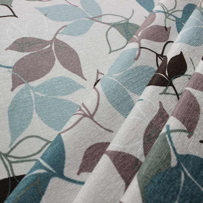 Tecido Suede Estampado Folhas Azuis D68 01 Metro - D'rossi