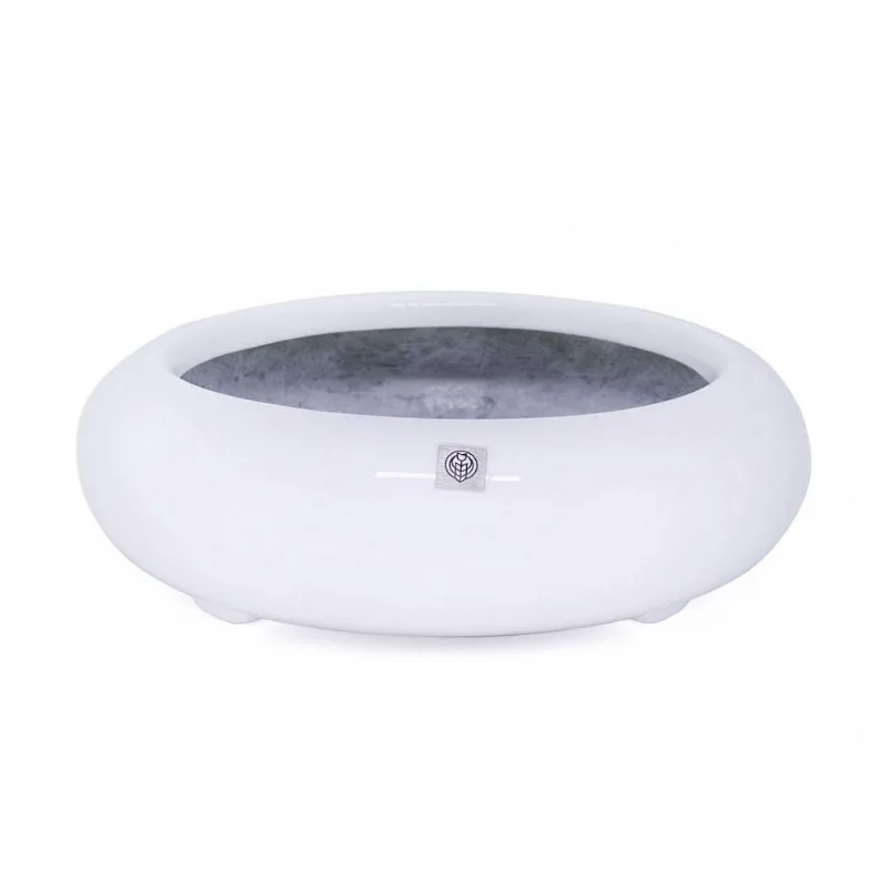 Vaso Bacia Decorativo Redondo Branco M 13X40cm - DRossi