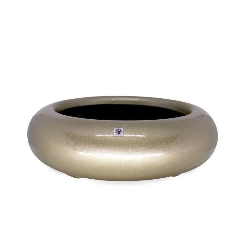 Vaso Bacia Decorativo Redondo Ouro Velho P 9X30X30cm - DRossi